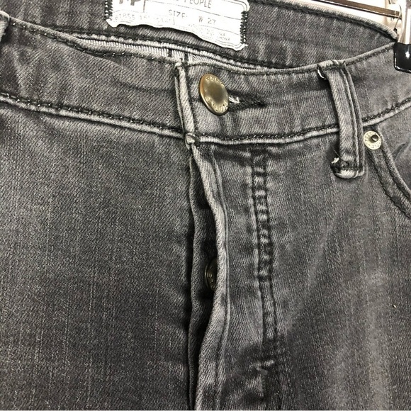 Free People Black Washed Fishnet Distressed Skinny Jeans 27 - Picture 4 of 6